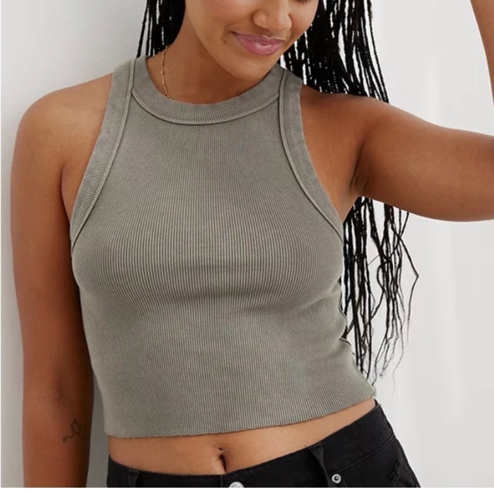 Aerie Free Spirit Ribbed Tank Top Size XL Army green